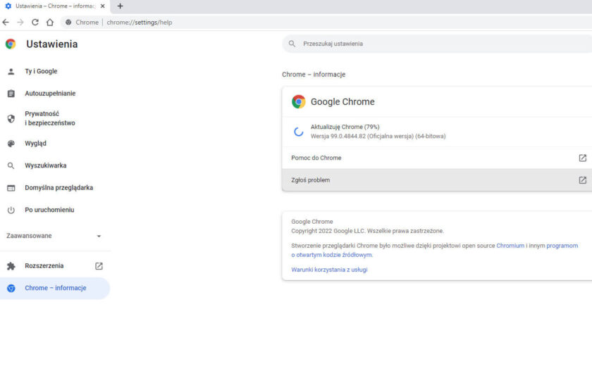 Szybko zaktualizuj przeglądarkę Google Chrome